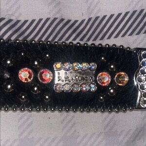 B.B. Simon Black and Silver Women's Belt